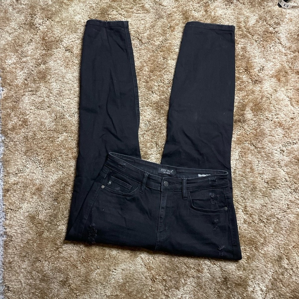 Judy Blue Boyfriend Fit Black Distressed Stretch Jean Size 9/29